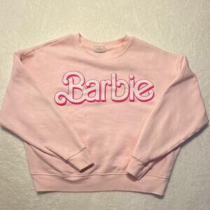 Grayson Threads Barbie Pink Logo Fleece Crewneck Pullover Sweatshirt Women's XS